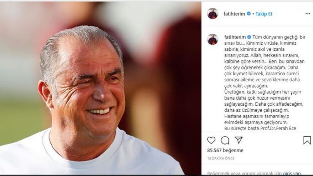 Fatih Terim'den Karantina sonrasında ilk paylaşım